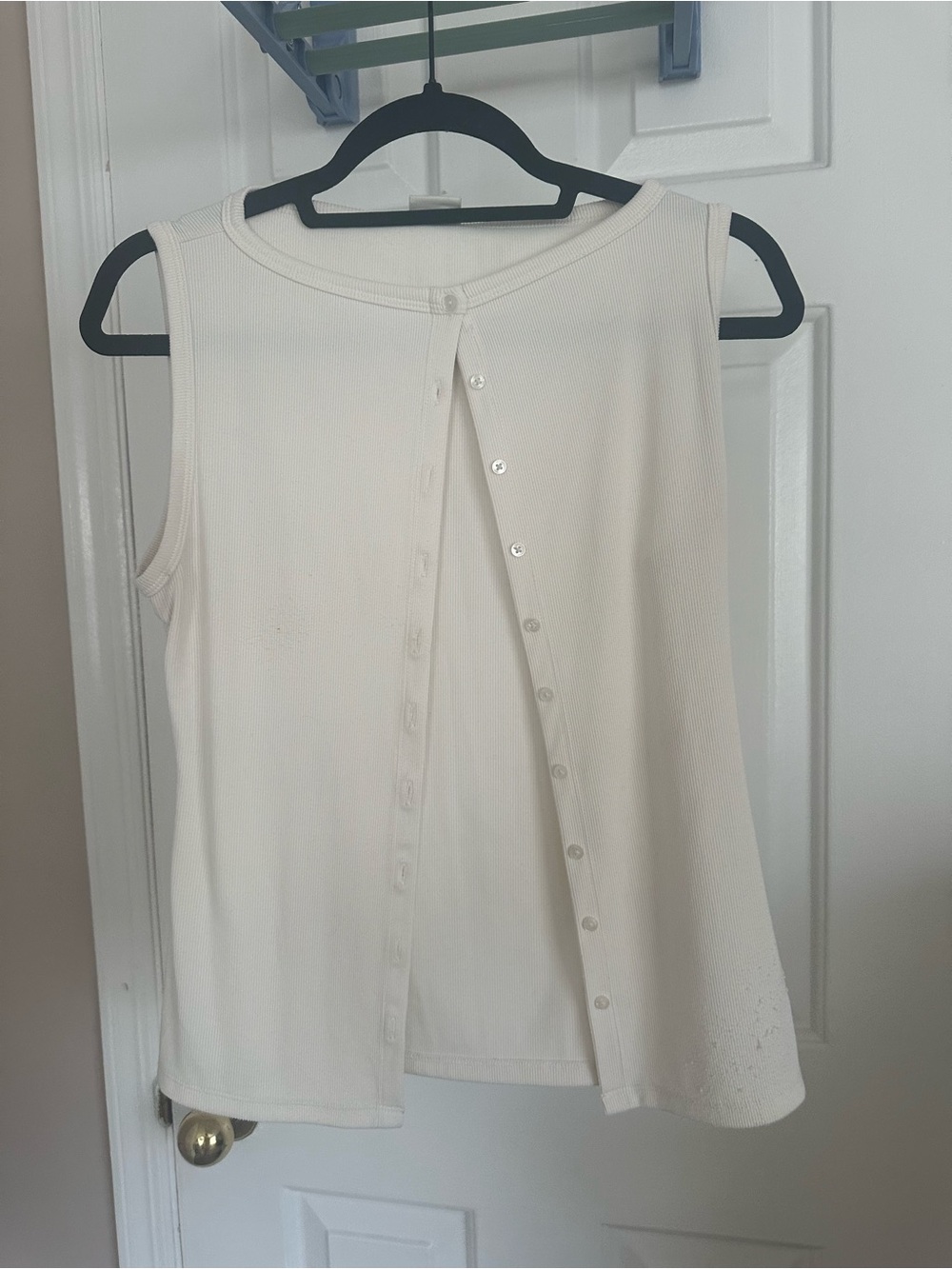Abercrombie & Fitch Ribbed Button-Back Tank | Cream | Size S